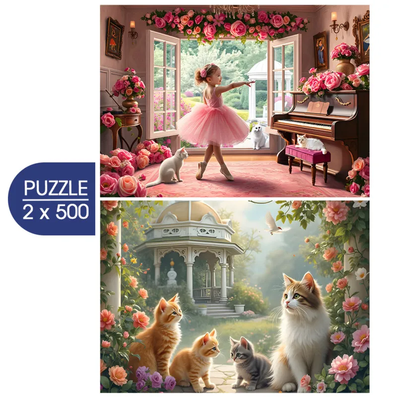 2 Puzzles - Petite Ballerine et Jardin Romantique