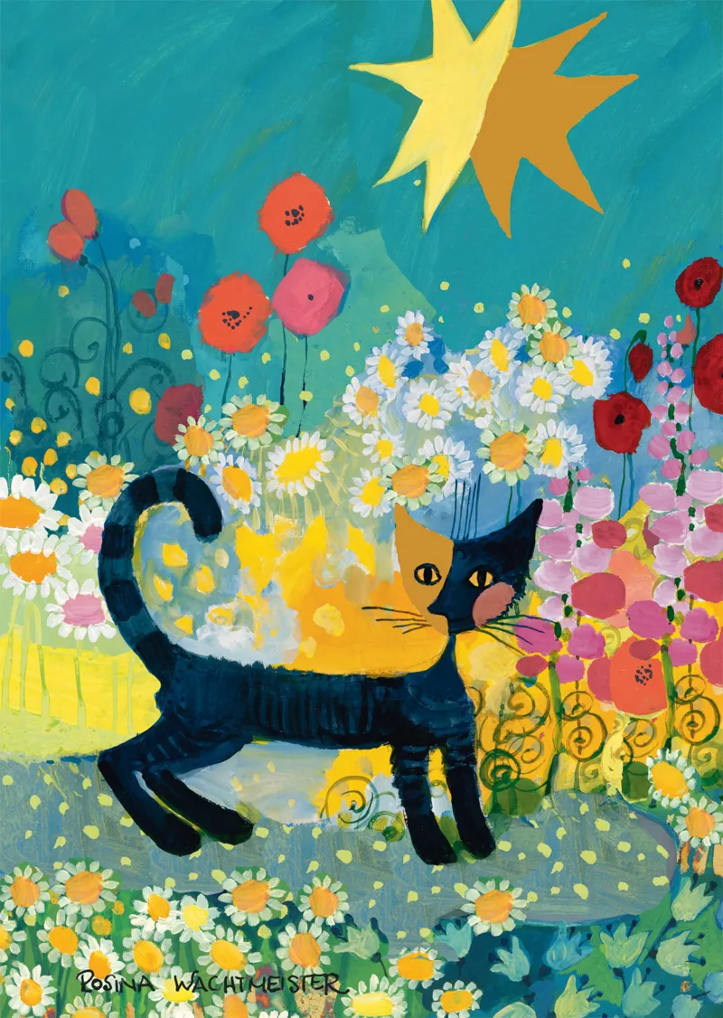 Chat dans une mer de fleurs